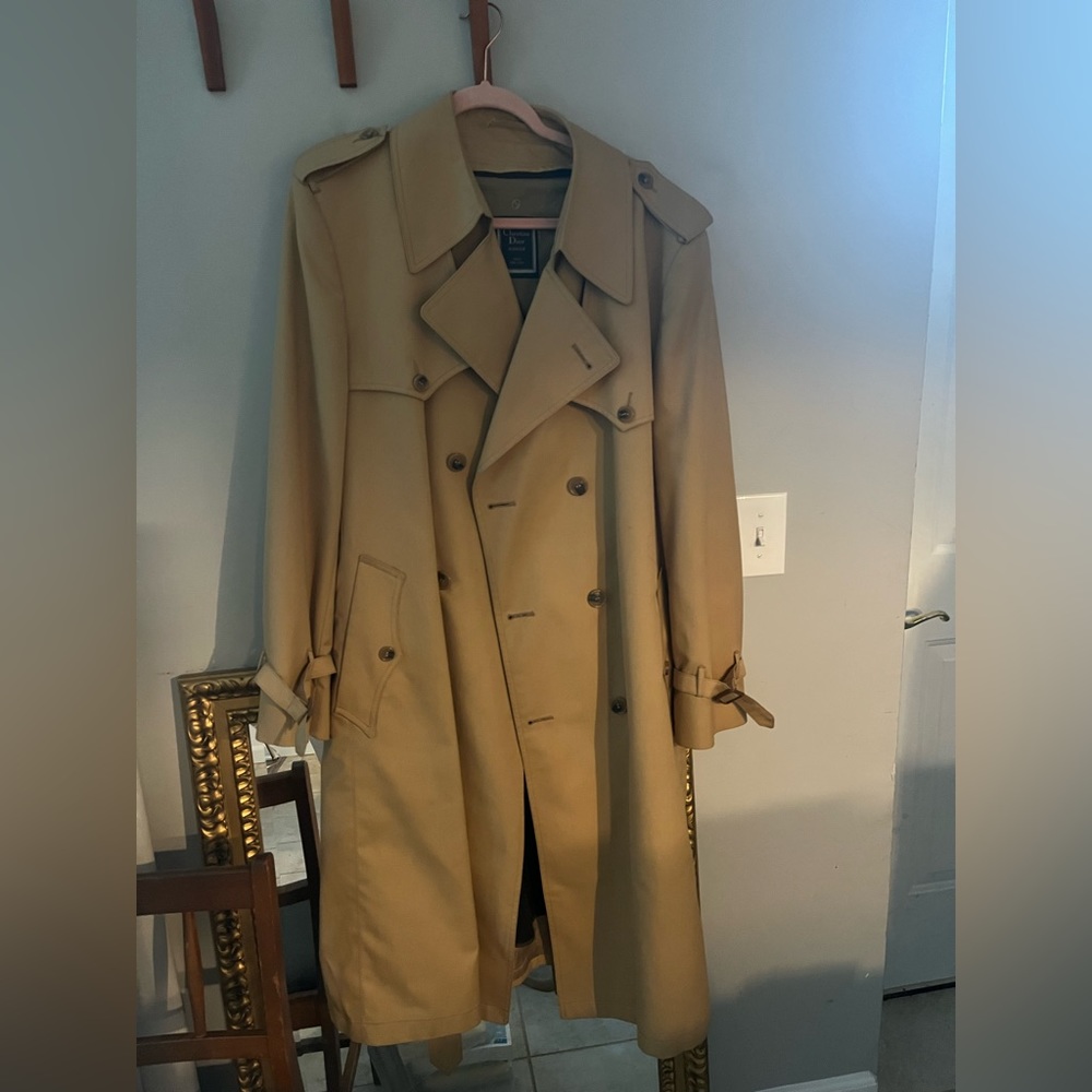 Christian Dior Monsieur Long Double Breasted Trench Coat with Belt 46R